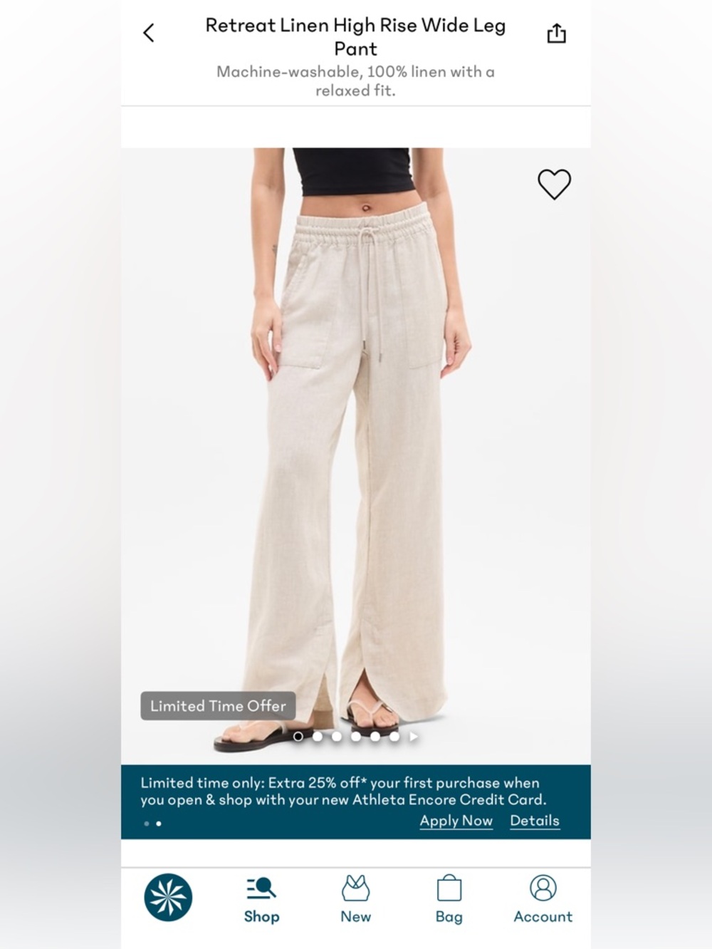 Athleta Retreat Linen High Rise Wide Leg Pant